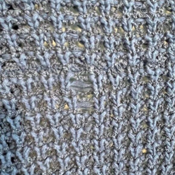 Free People I'll Be Around Cardigan Sweater Blue Silk Fringe Trim XS - Picture 10 of 13